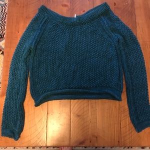 Free people turquoise open weave sweater